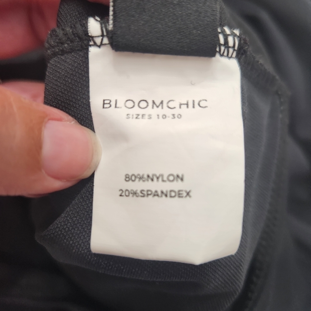 3/$25 BloomChic solid black one pice swimsuit size 14-16 NWT adjustable straps - Picture 8 of 10